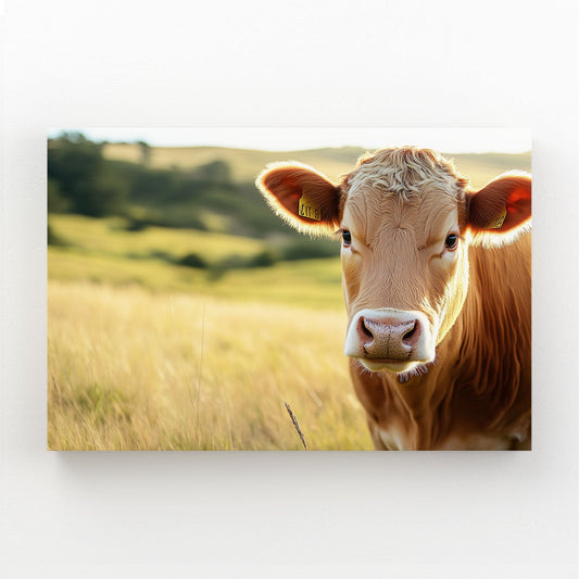 Happy Cow Art – angled canvas view on white background
