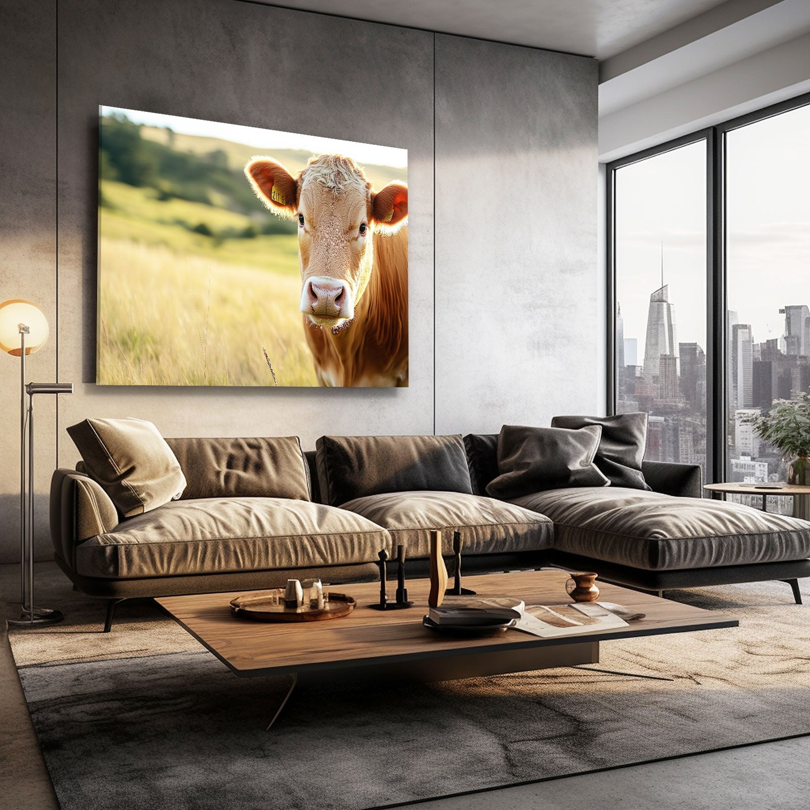 Happy Cow Art – angled canvas view on white background