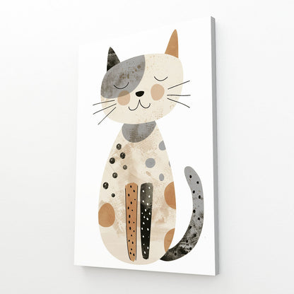 Happy Minimalist Cat Wall Art