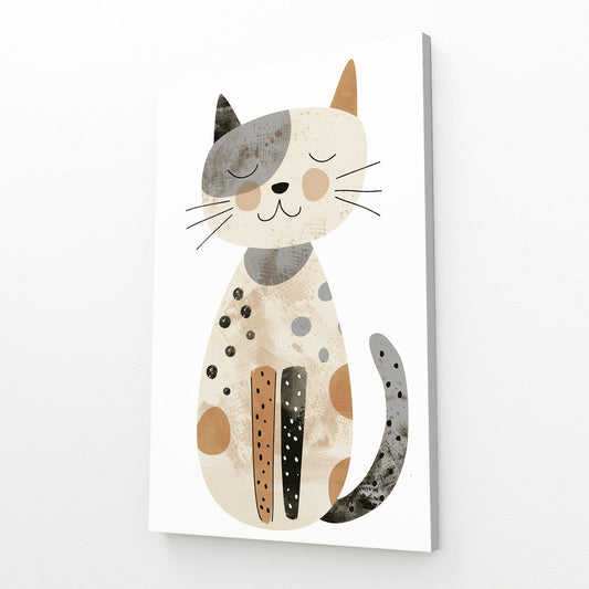 Happy Minimalist Cat Wall Art