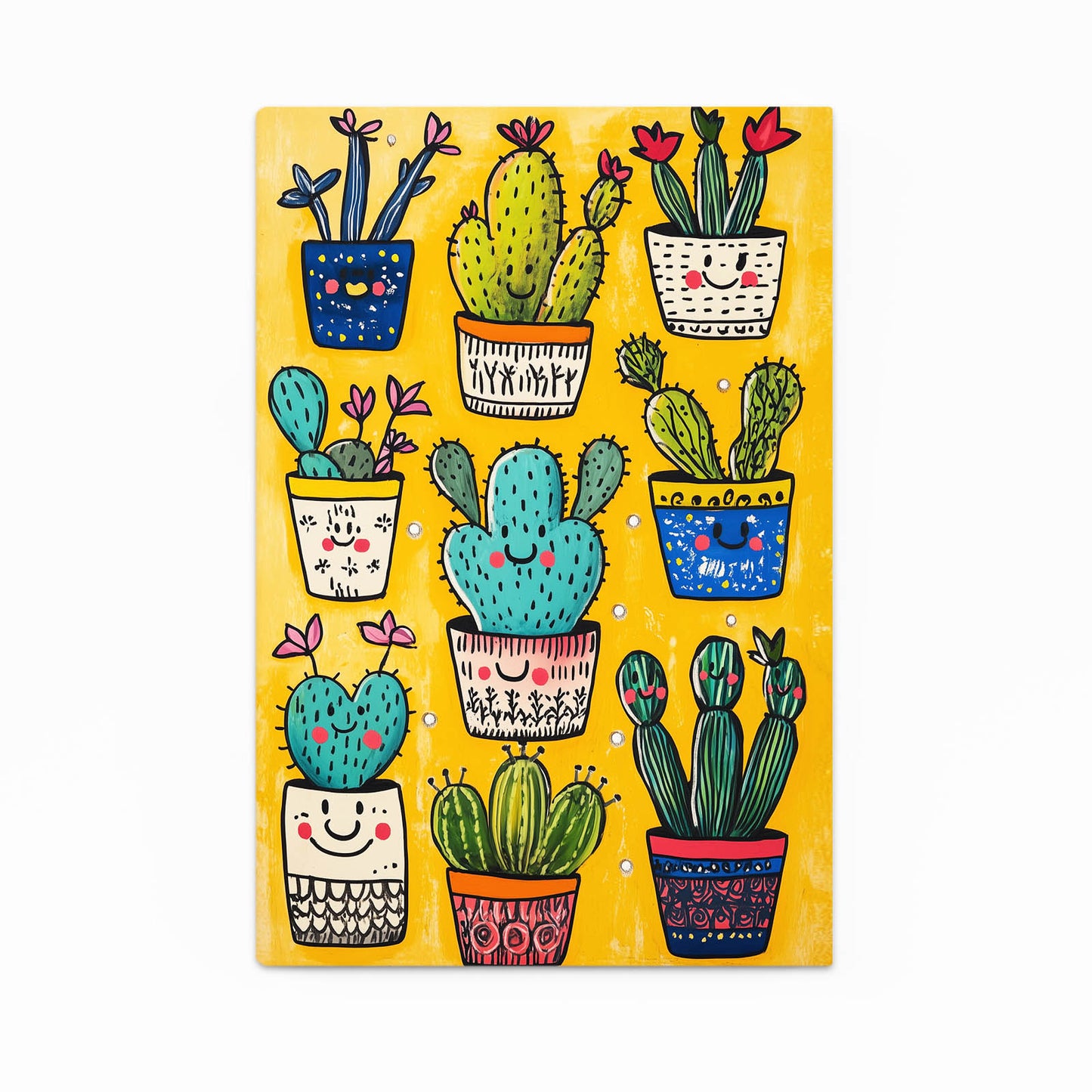 Happy Potted Pattern Cactus Wall Decor – happy potted pattern cactus canvas print