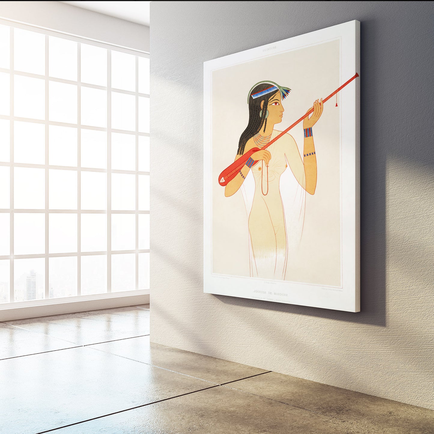 Harp Player Illustration Egyptian Prints – styled in a furnished interior