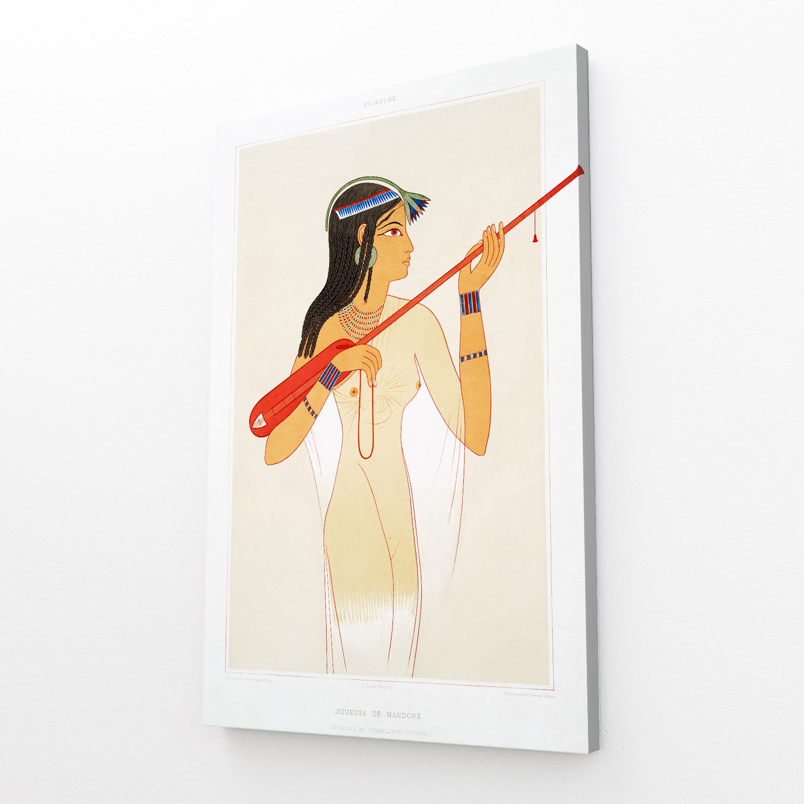 Harp Player Illustration Egyptian Prints – canvas print on white background
