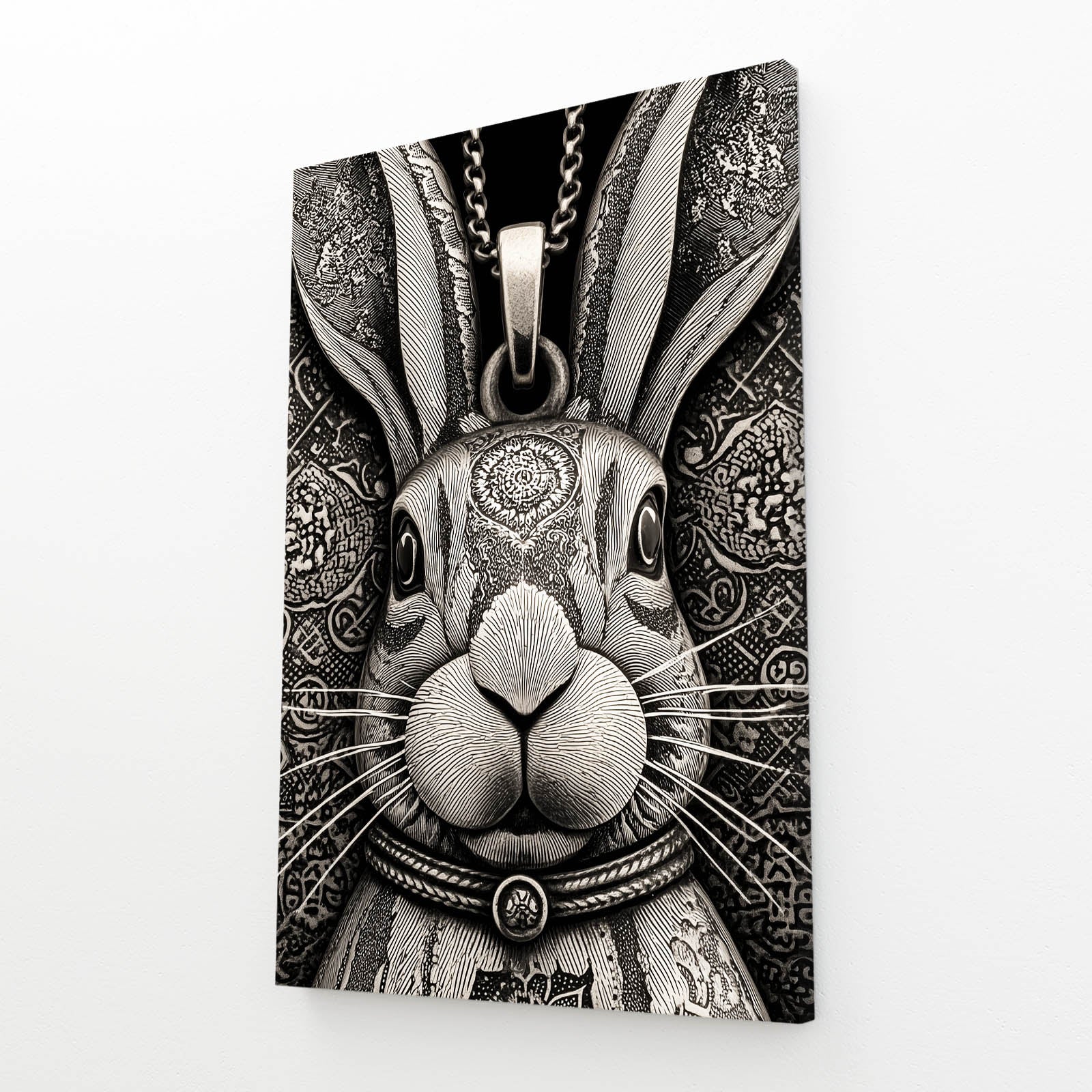 Head Bunny Prints – angled canvas view on white background