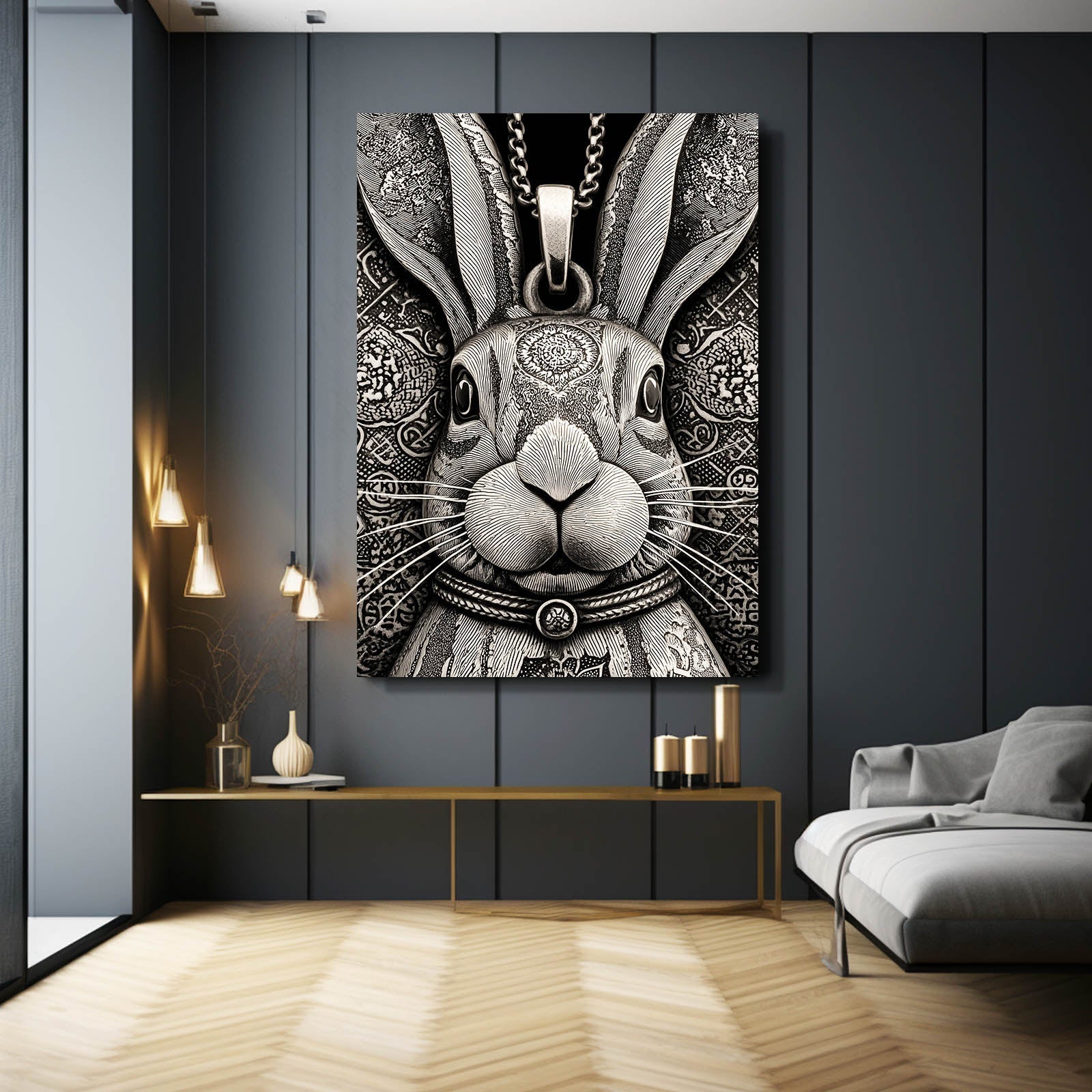 Head Bunny Prints – angled canvas view on white background