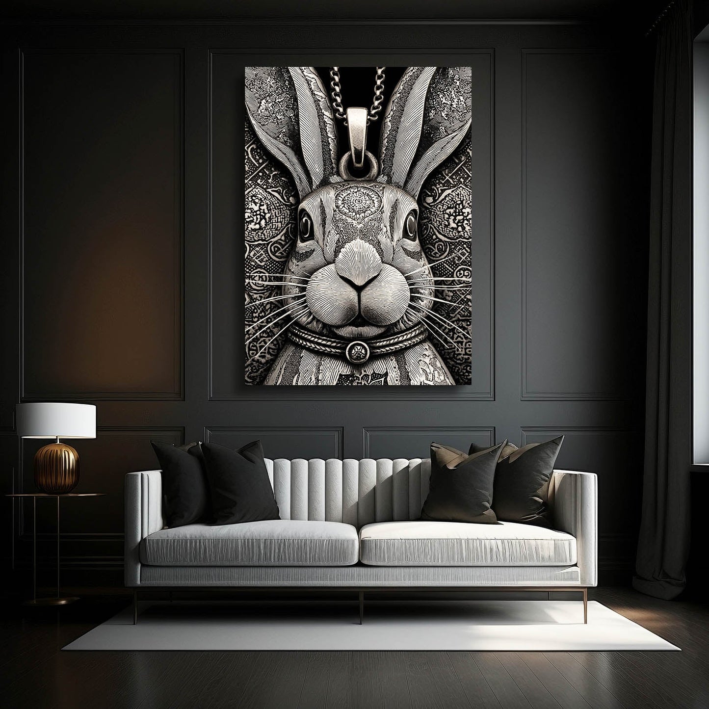 Head Bunny Prints – angled canvas view on white background