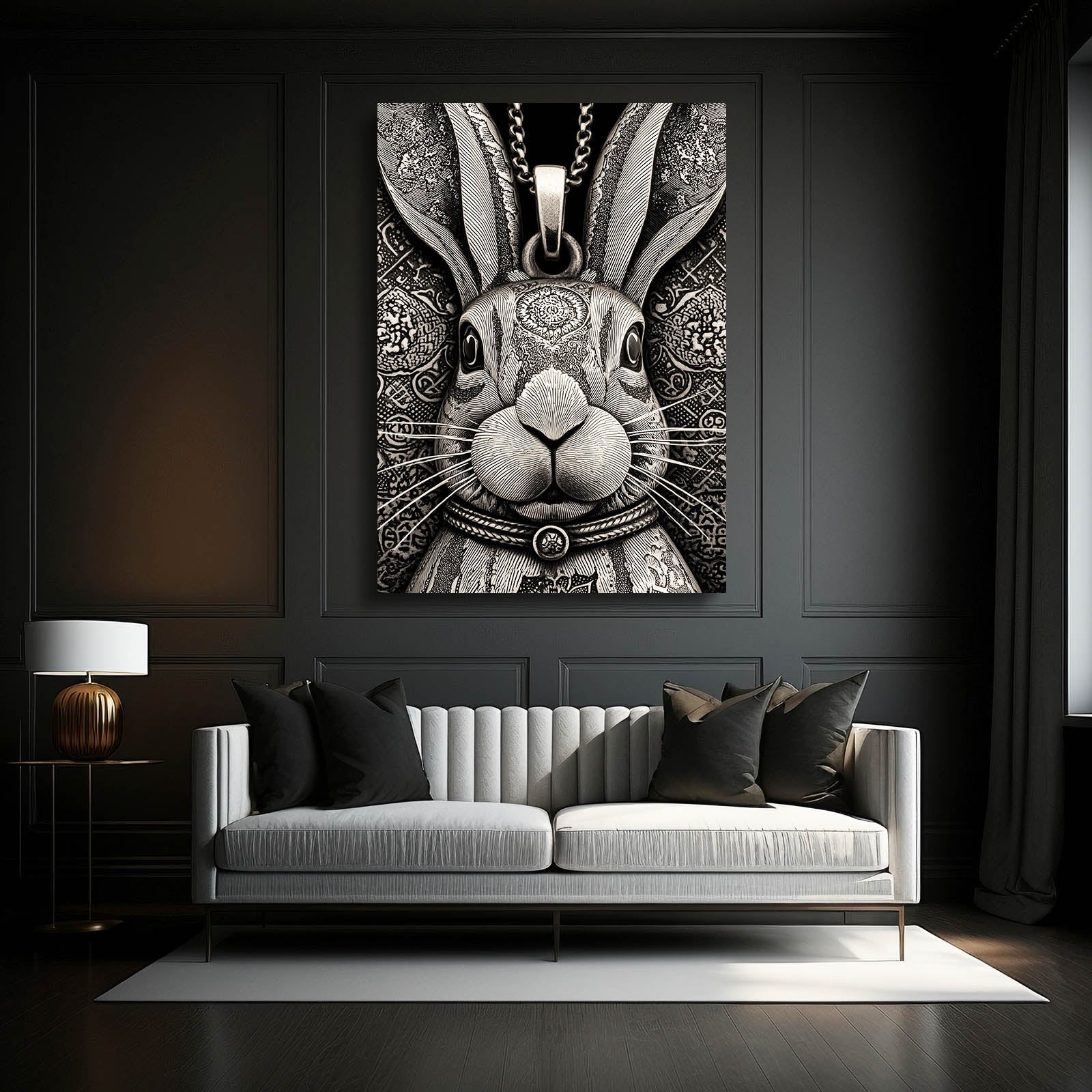 Head Bunny Prints – angled canvas view on white background