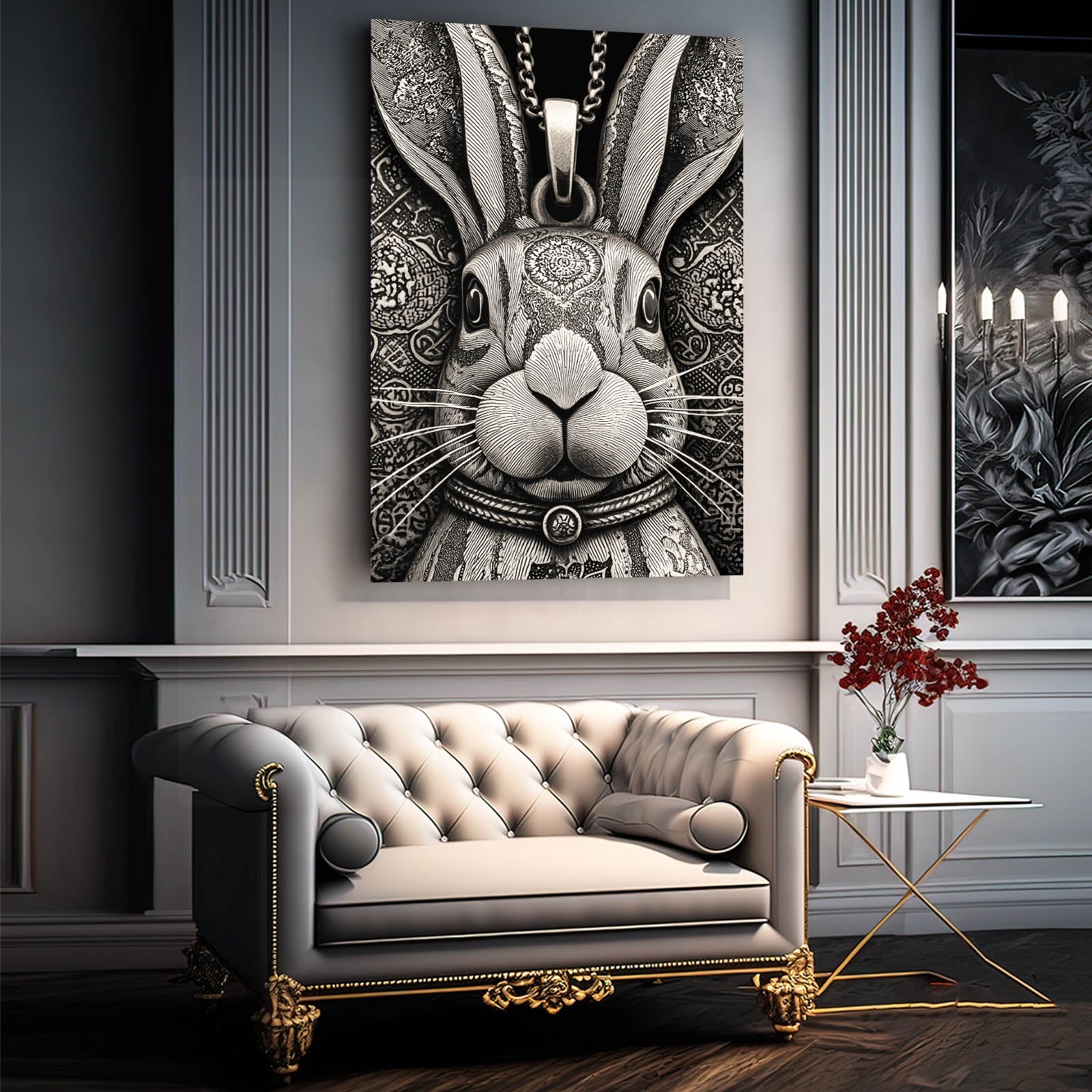 Head Bunny Prints – angled canvas view on white background