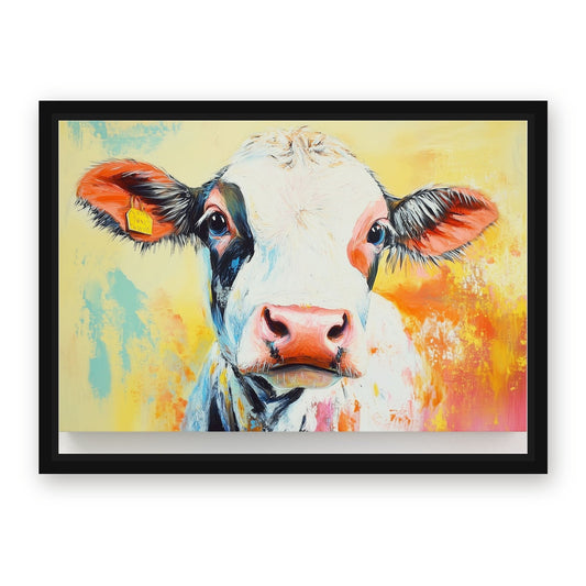 Head Cow Wall Art – with Premium Black wood frame