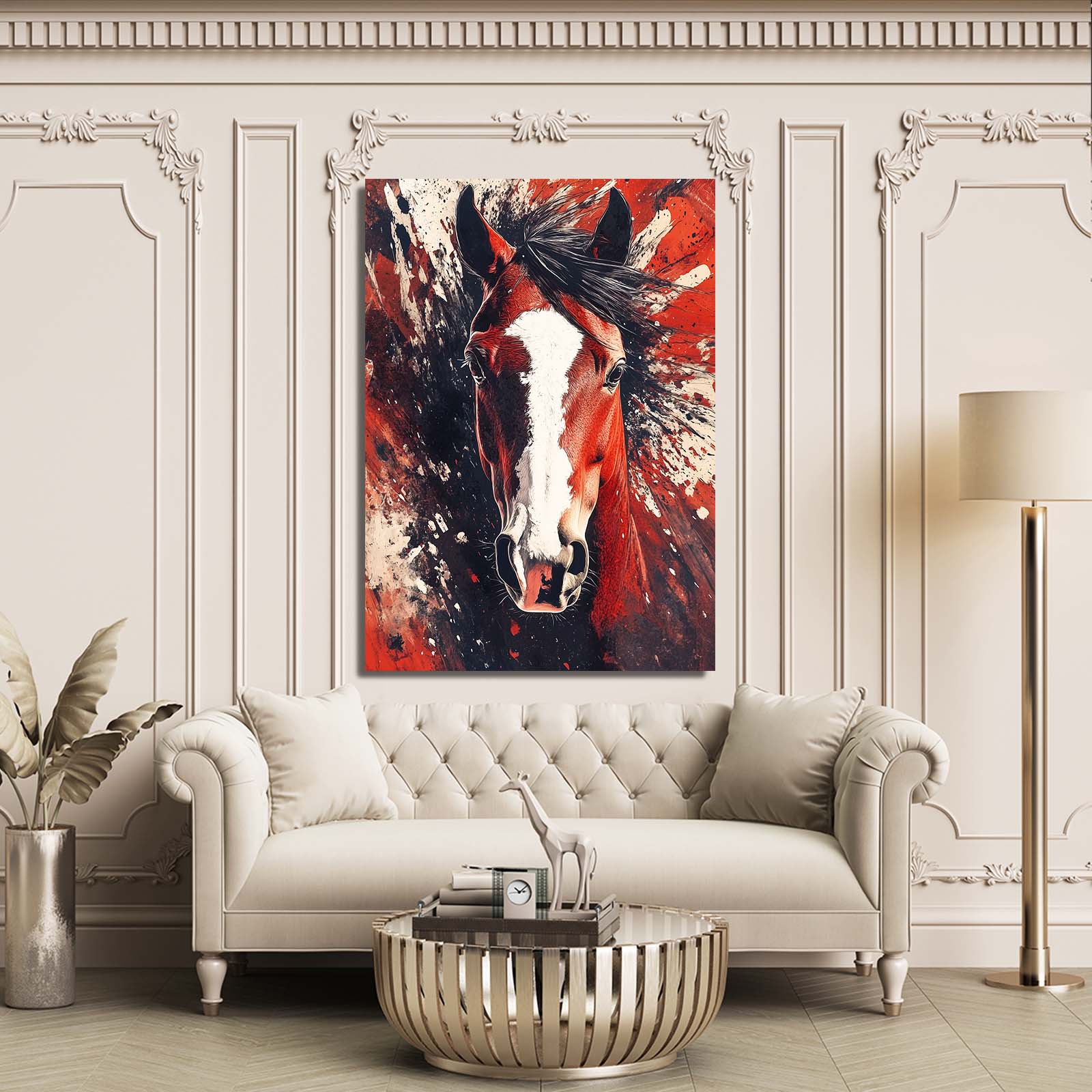 Head Horse Art – angled canvas view on white background
