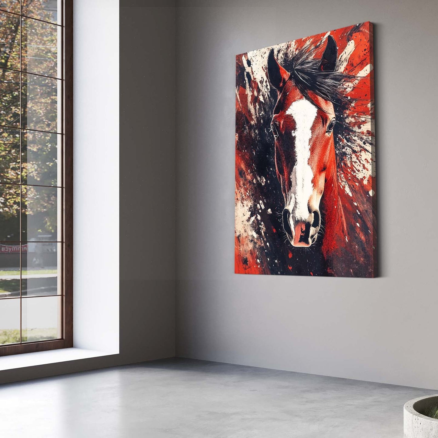 Head Horse Art – angled canvas view on white background