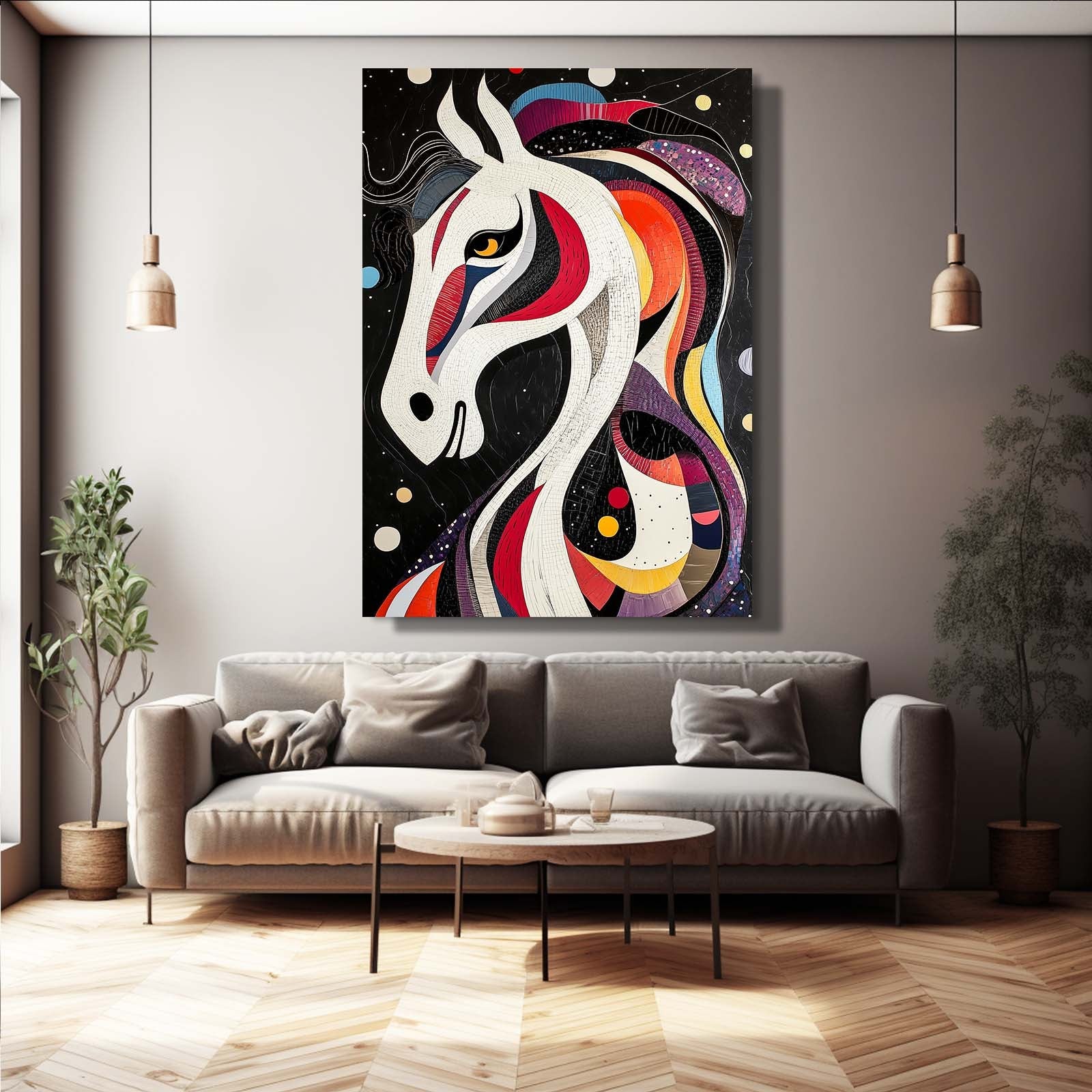 Head Horse Prints – angled canvas view on white background