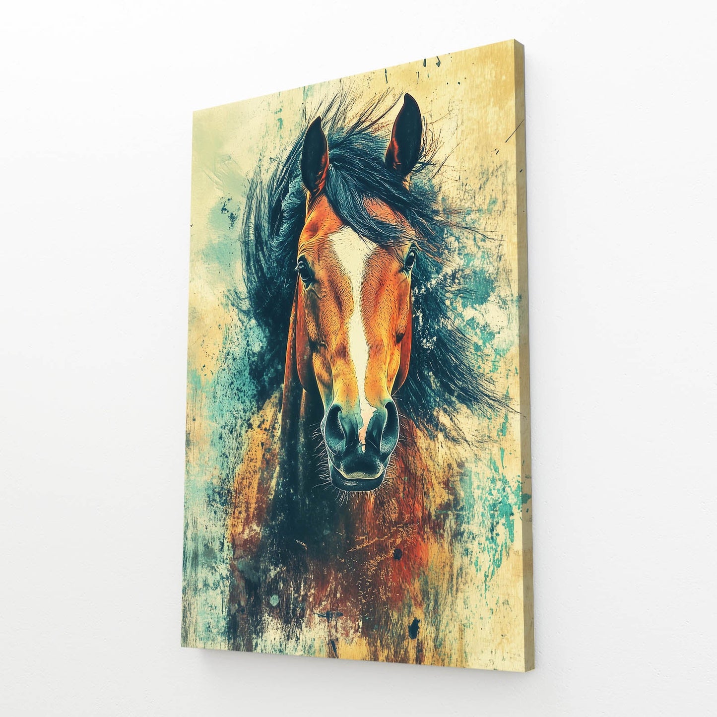Head Horse Wall Art – angled canvas view on white background