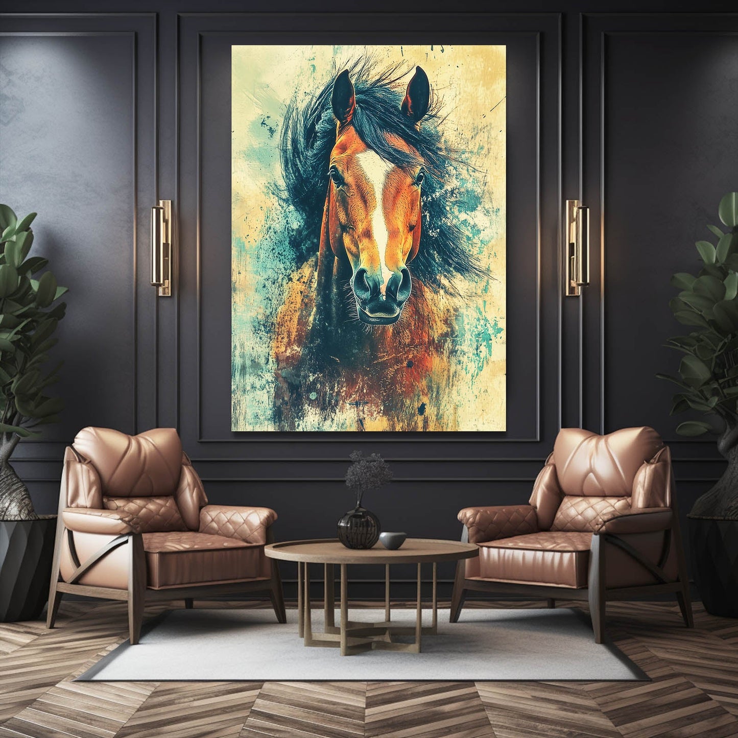 Head Horse Wall Art – angled canvas view on white background