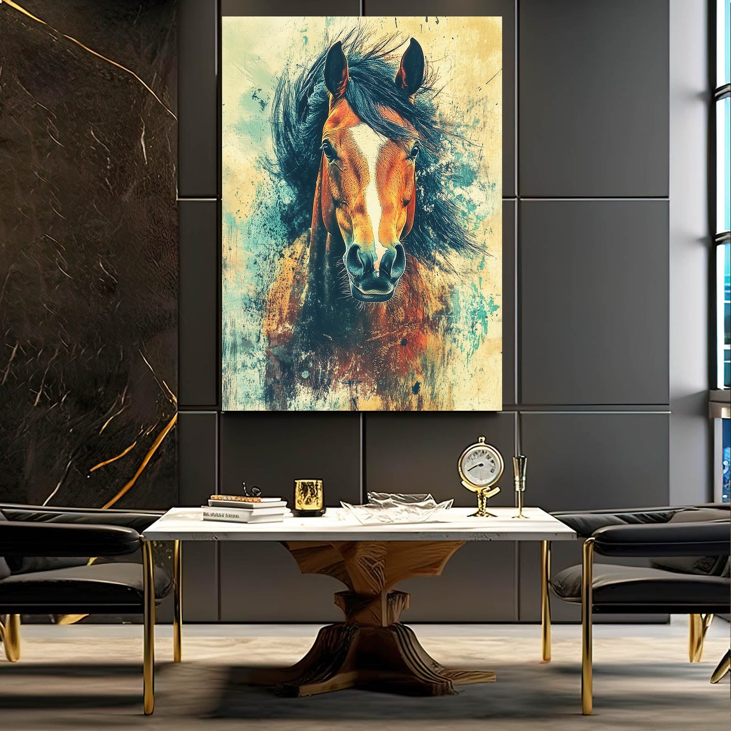 Head Horse Wall Art – angled canvas view on white background