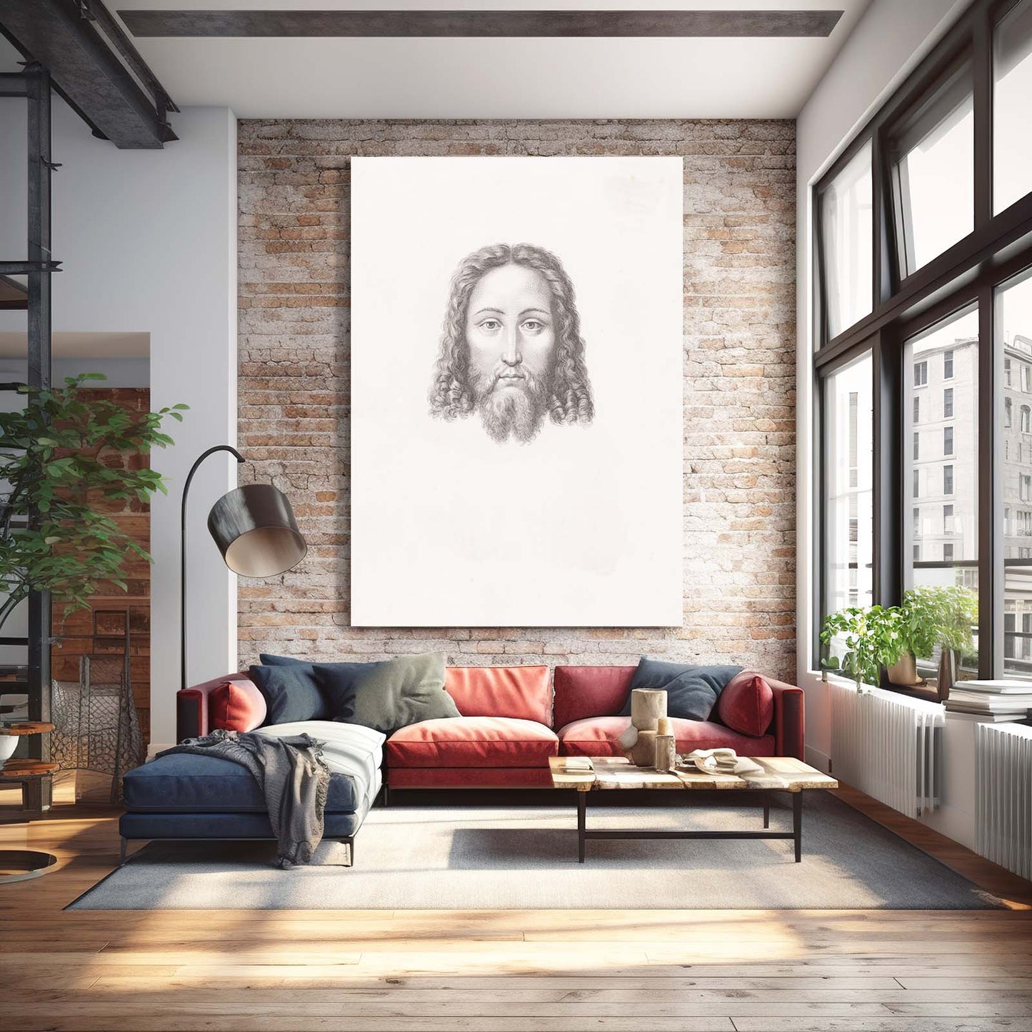Head Of Christ Da Vinci Art – styled in a furnished interior