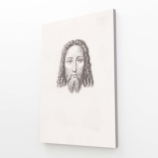 Head Of Christ Da Vinci Art — realism canvas print, angled canvas view on white background