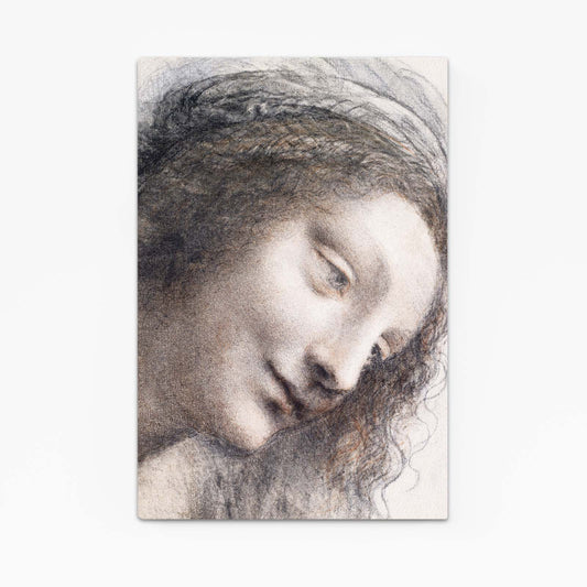 Head Of The Virgin Da Vinci Art — realism canvas print, canvas print on white background
