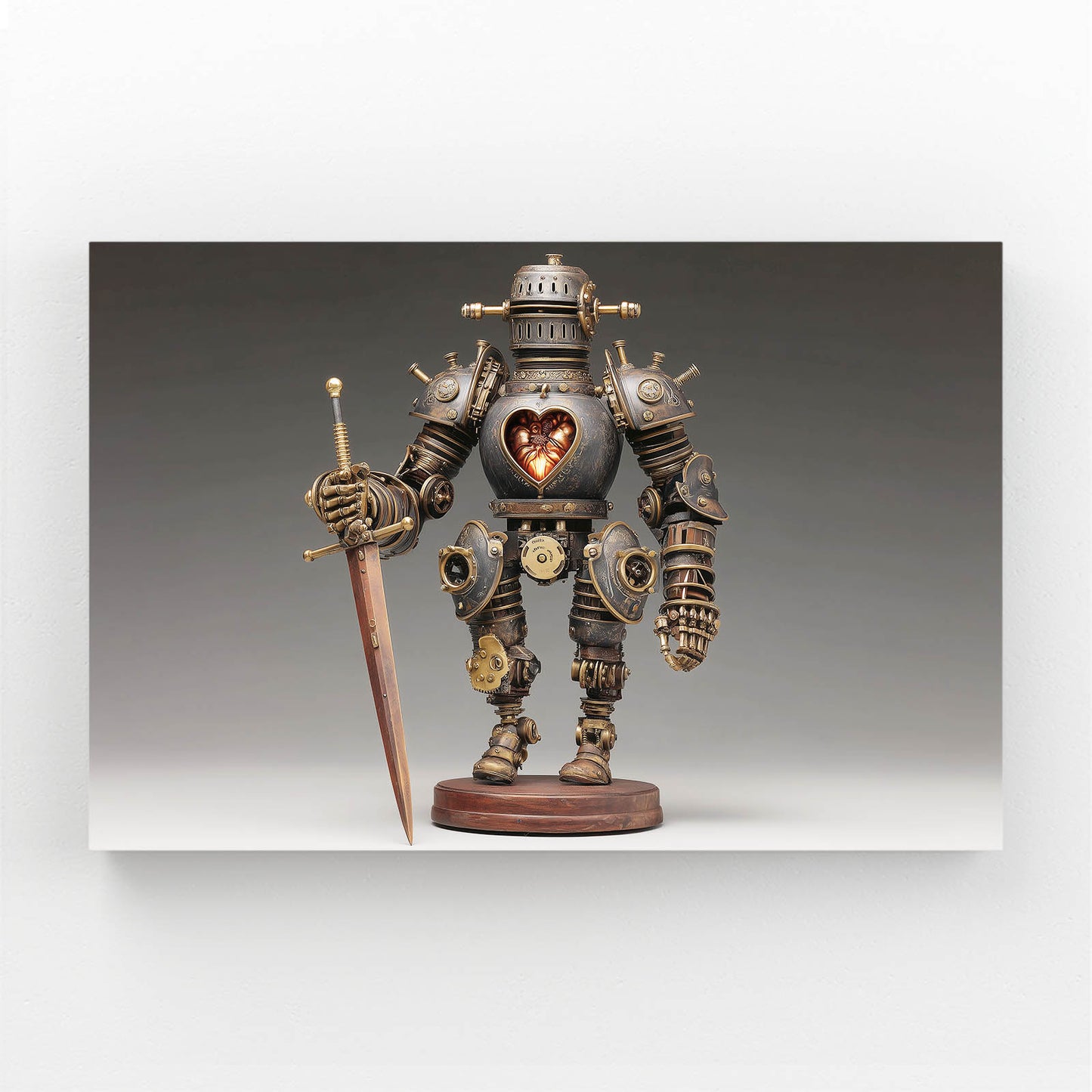 Heart-Core Knight Bot Steampunk Wall Decor – heart-core knight bot steampunk canvas print