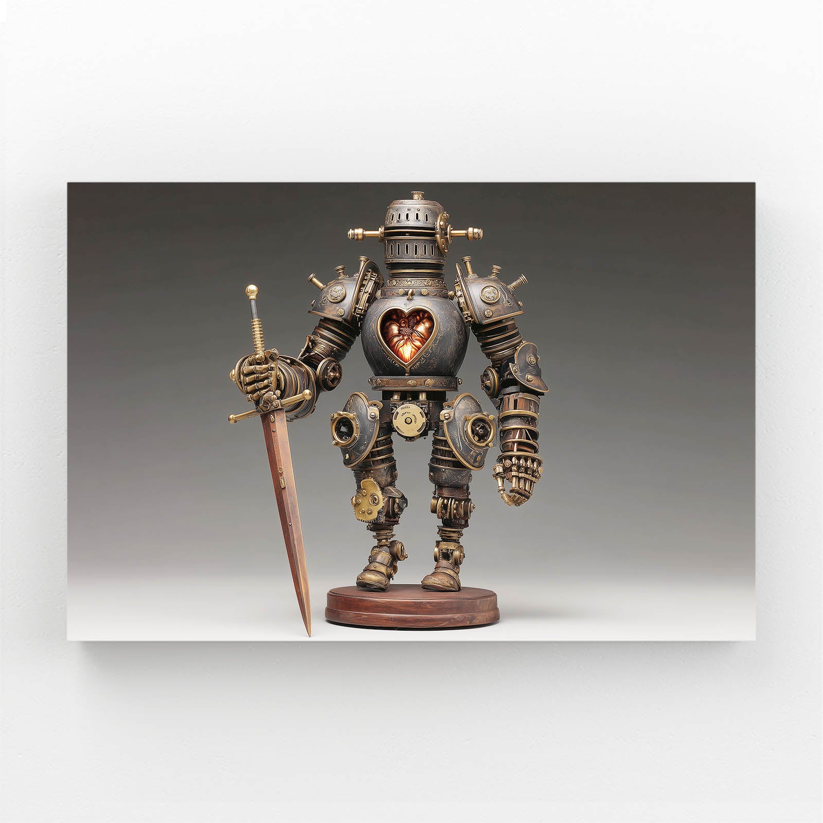 Heart-Core Knight Bot Steampunk Wall Decor – heart-core knight bot steampunk canvas print