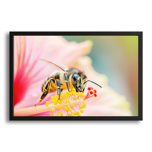 Hibiscus Bloom Bee Art – canvas print on white background