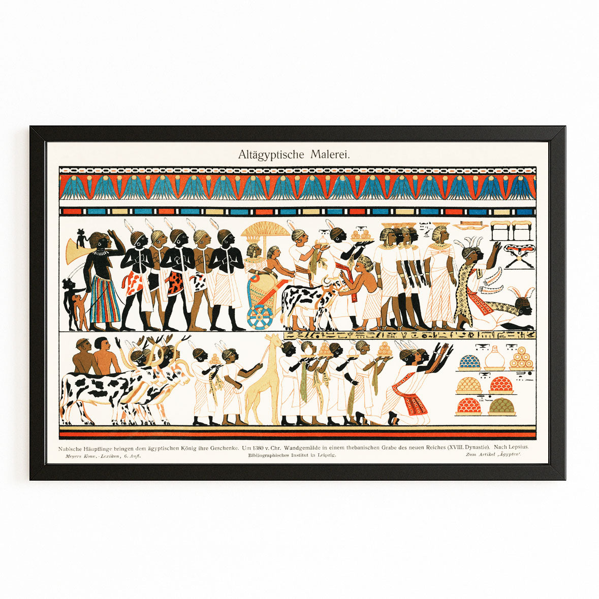 Hieroglyph Chart Egyptian Wall Art – with Premium Black frame on white background