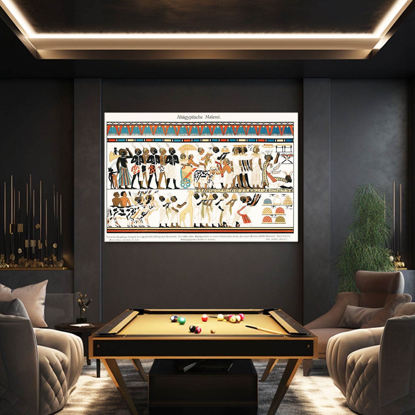 Hieroglyph Chart Egyptian Wall Art – styled in a furnished interior