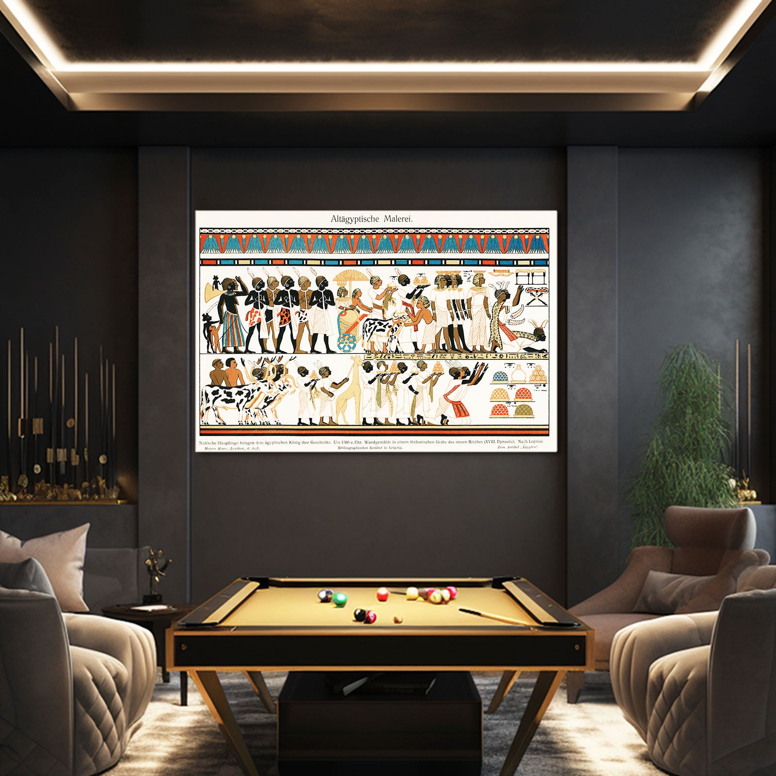 Hieroglyph Chart Egyptian Wall Art – styled in a furnished interior