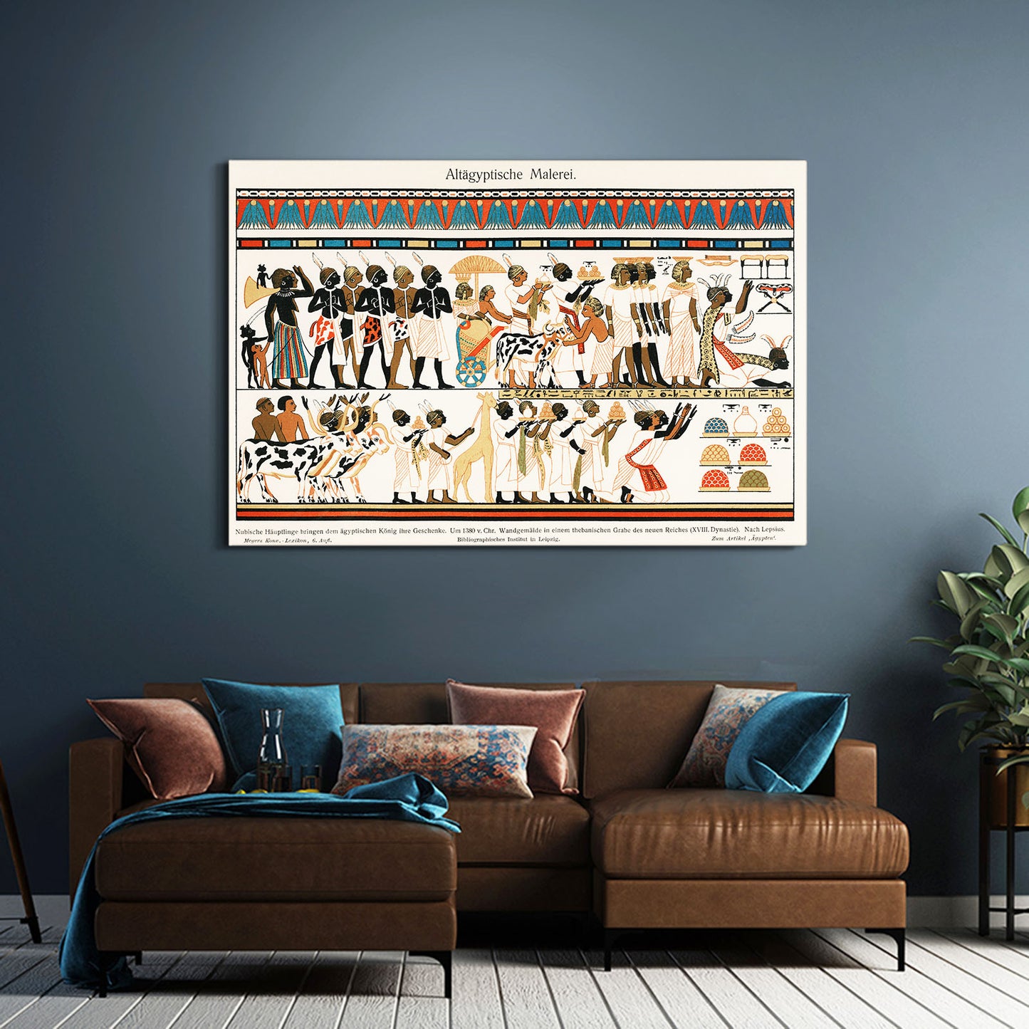 Hieroglyph Chart Egyptian Wall Art – styled in a furnished interior