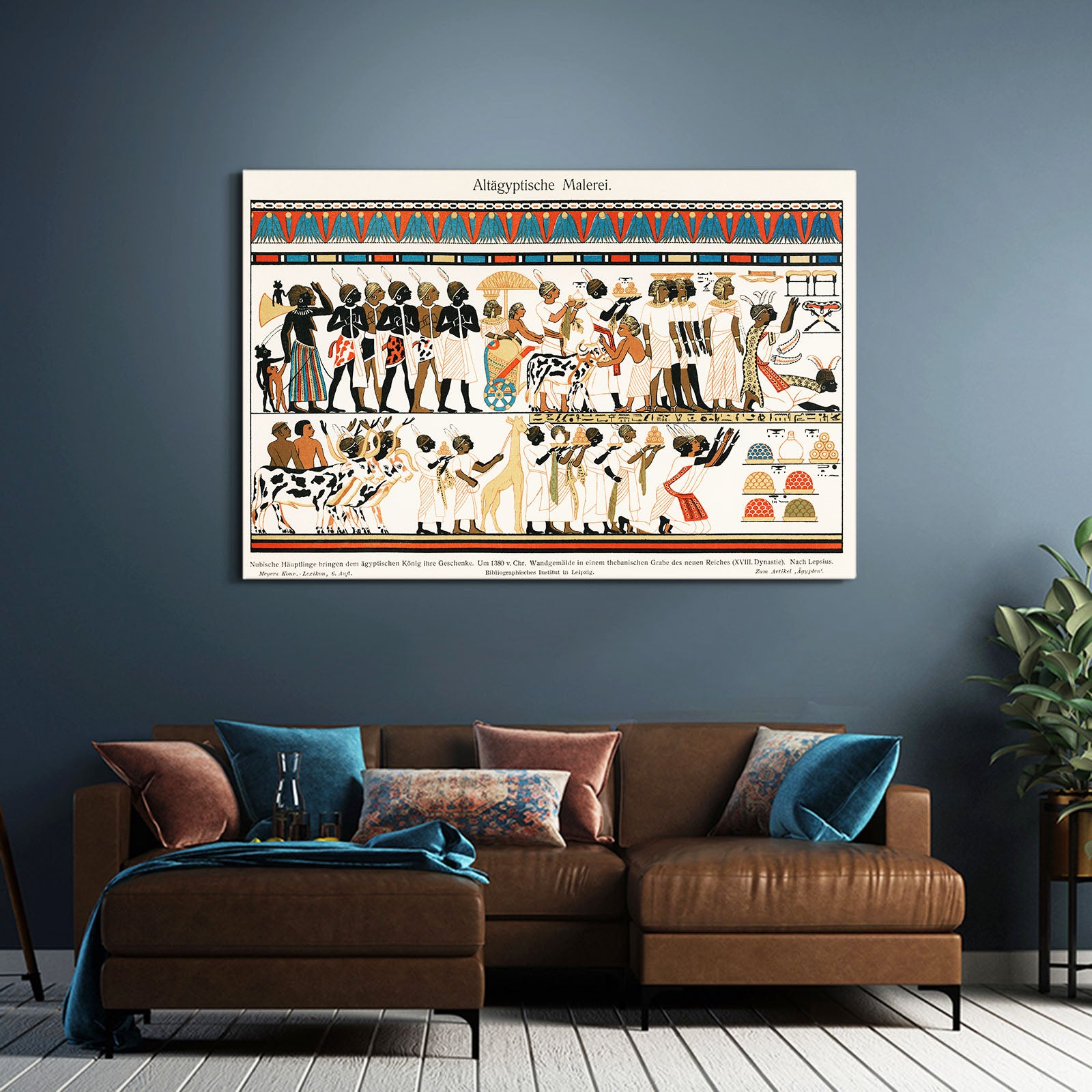 Hieroglyph Chart Egyptian Wall Art – styled in a furnished interior