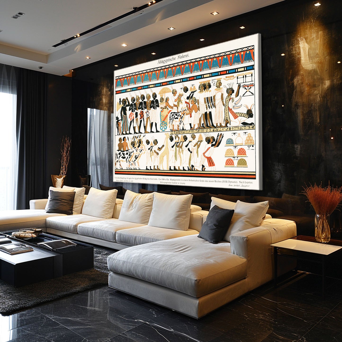Hieroglyph Chart Egyptian Wall Art – styled in a furnished interior