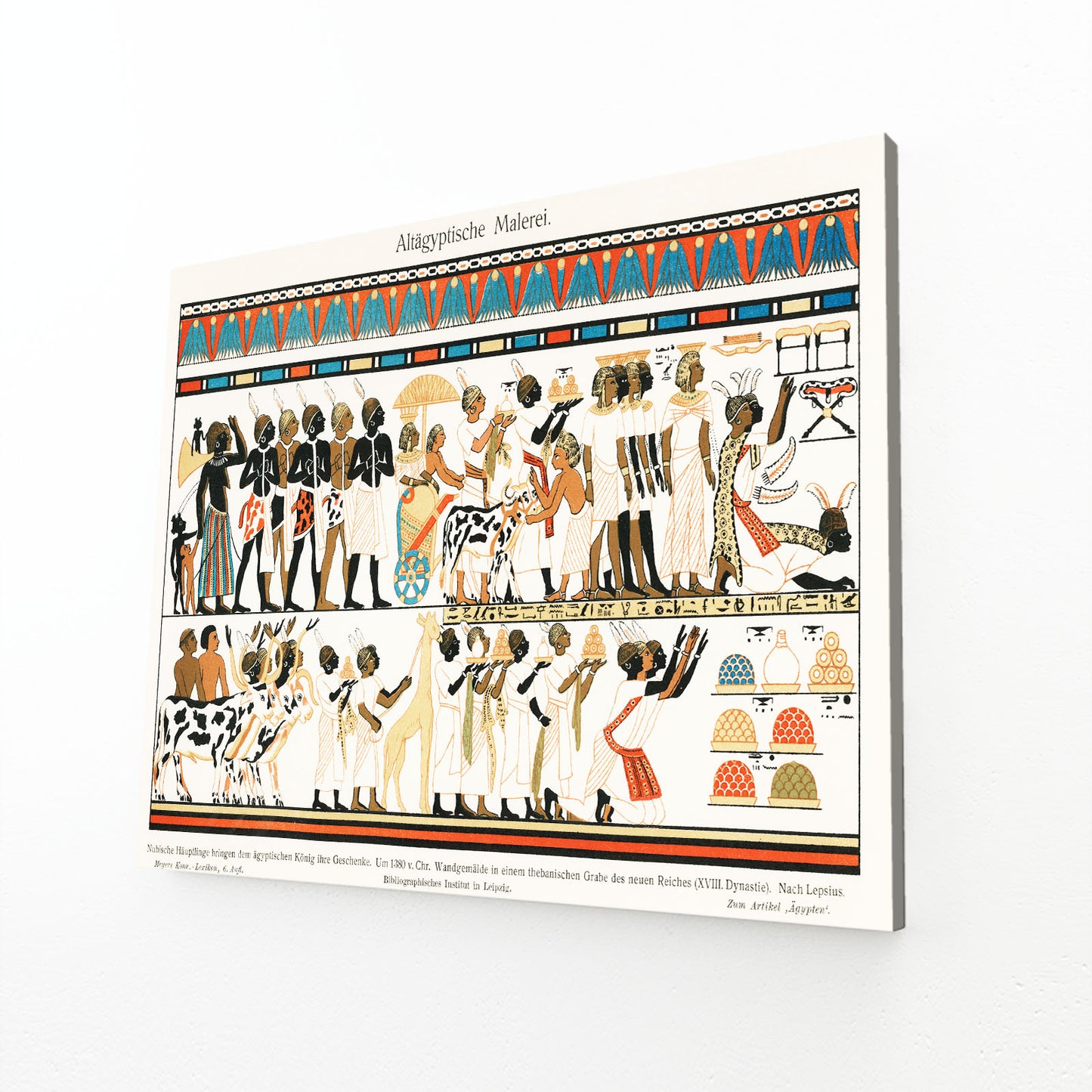 Hieroglyph Chart Egyptian Wall Art – angled canvas view on white background