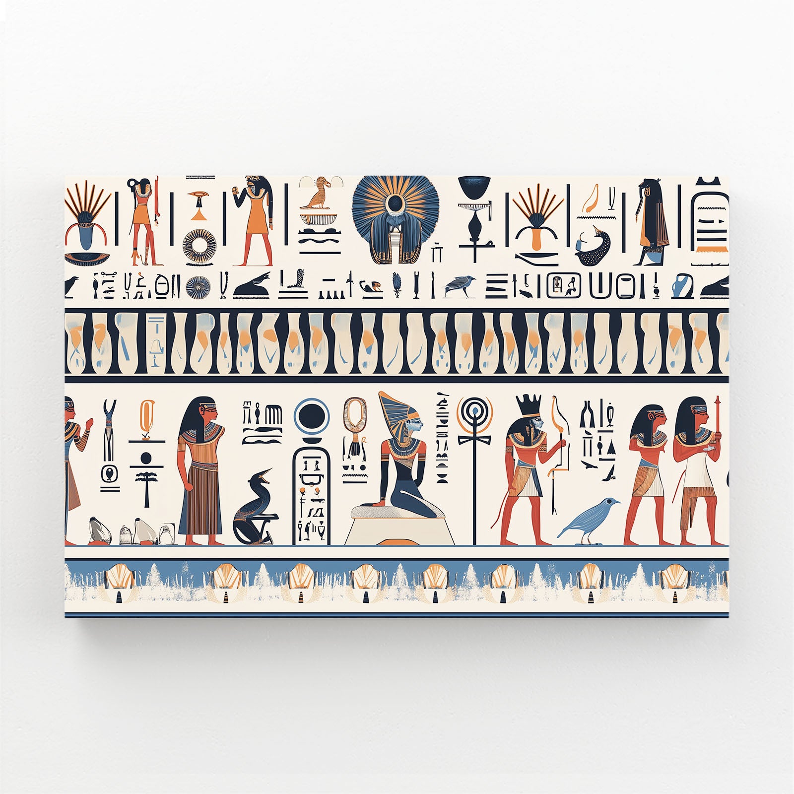 Hieroglyph Frieze Wall Egyptian Wall Art – canvas print on white background