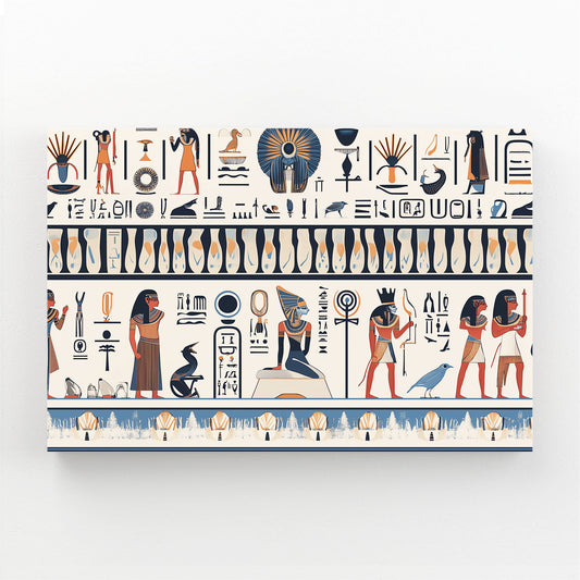 Hieroglyph Frieze Wall Egyptian Wall Art – canvas print on white background
