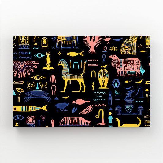 Hieroglyph Icons On Black Egyptian Art – hieroglyph icons on black egyptian canvas print