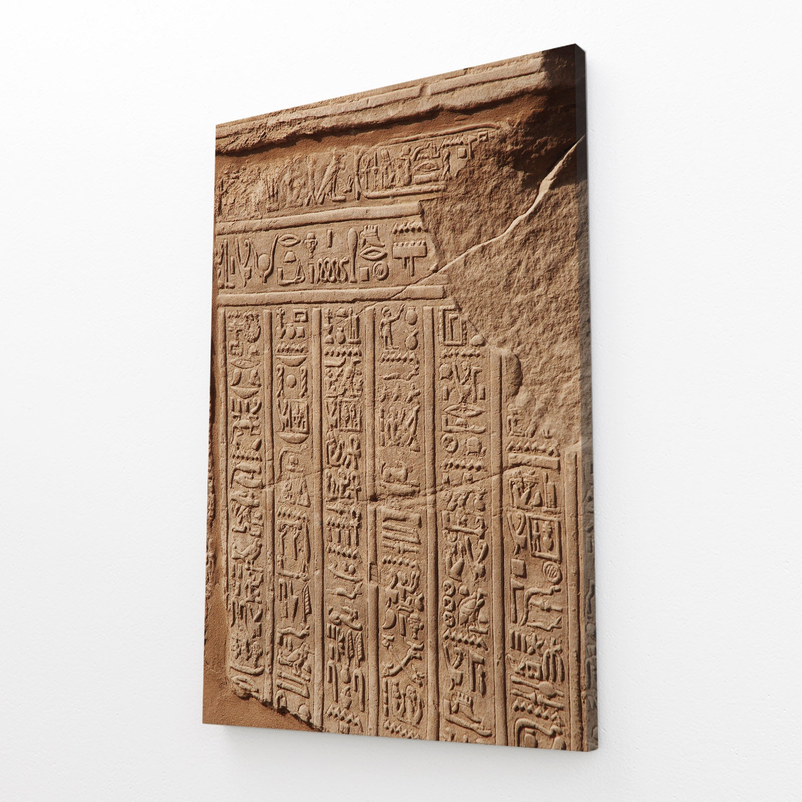 Hieroglyphic Wall Relief Egyptian Wall Art – angled canvas view on white background