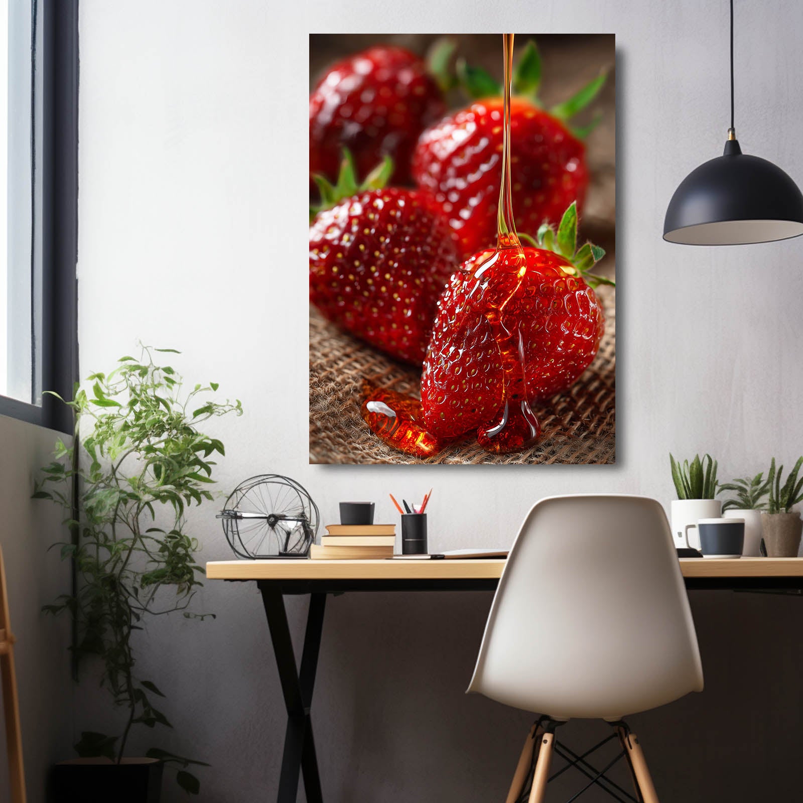 Honey Strawberries Fruit Canvas – styled in a furnished interior