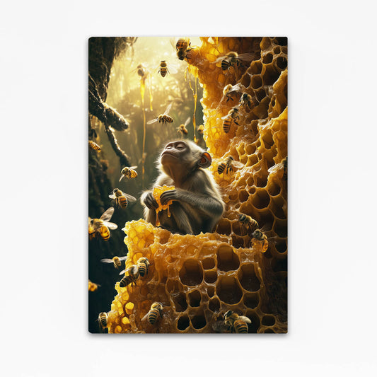 Honeycomb Bee Baby Monkey Wall Art – honeycomb bee baby monkey canvas print