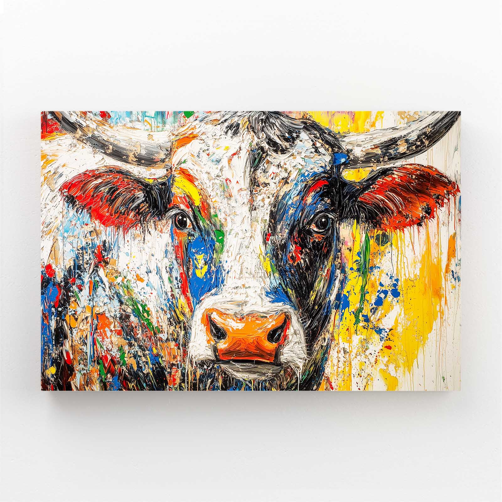 Horizontal Cow Canvas – angled canvas view on white background