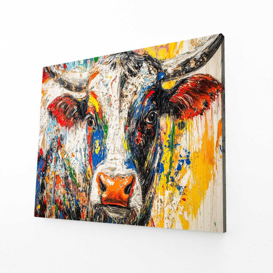 Horizontal Cow Canvas – angled canvas view on white background