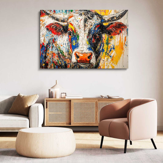 Horizontal Cow Canvas – angled canvas view on white background