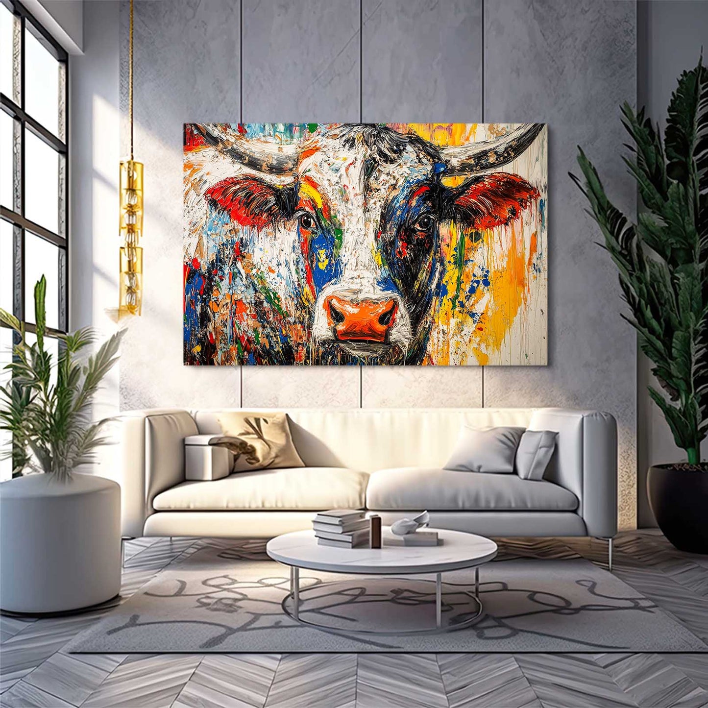 Horizontal Cow Canvas – angled canvas view on white background