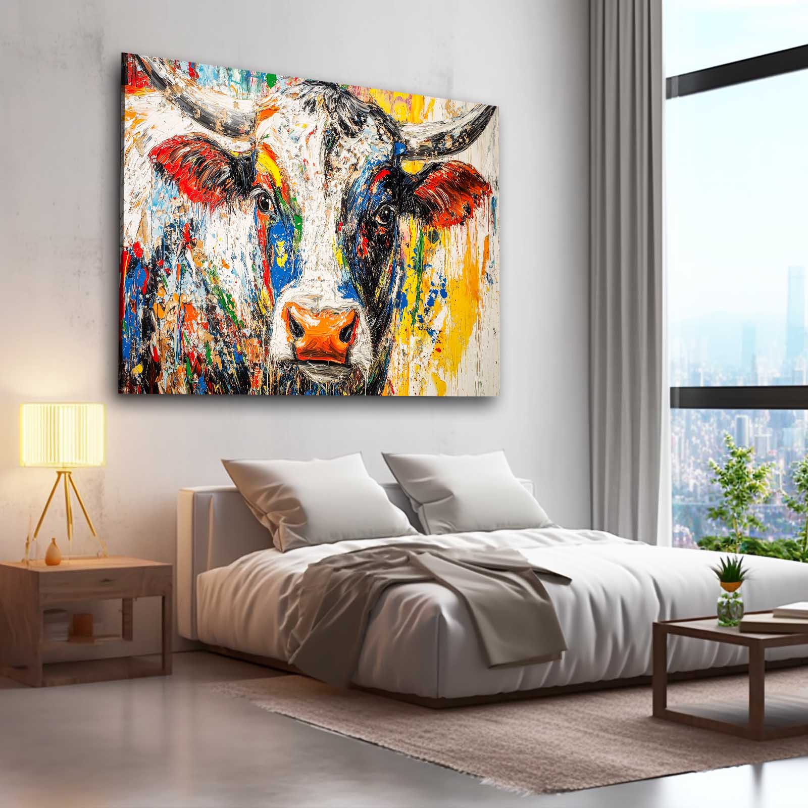 Horizontal Cow Canvas – angled canvas view on white background