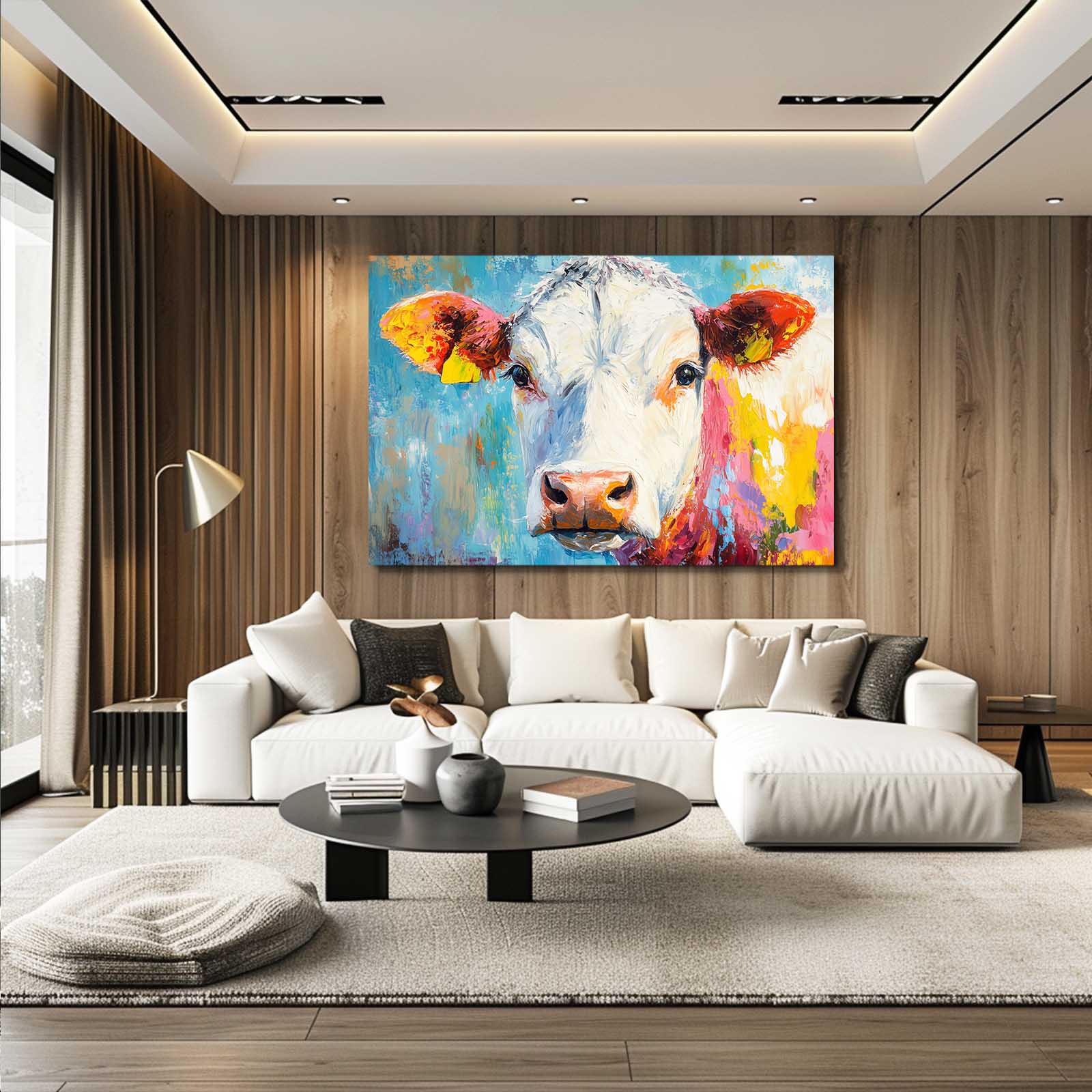 Horizontal Cow Prints – angled canvas view on white background