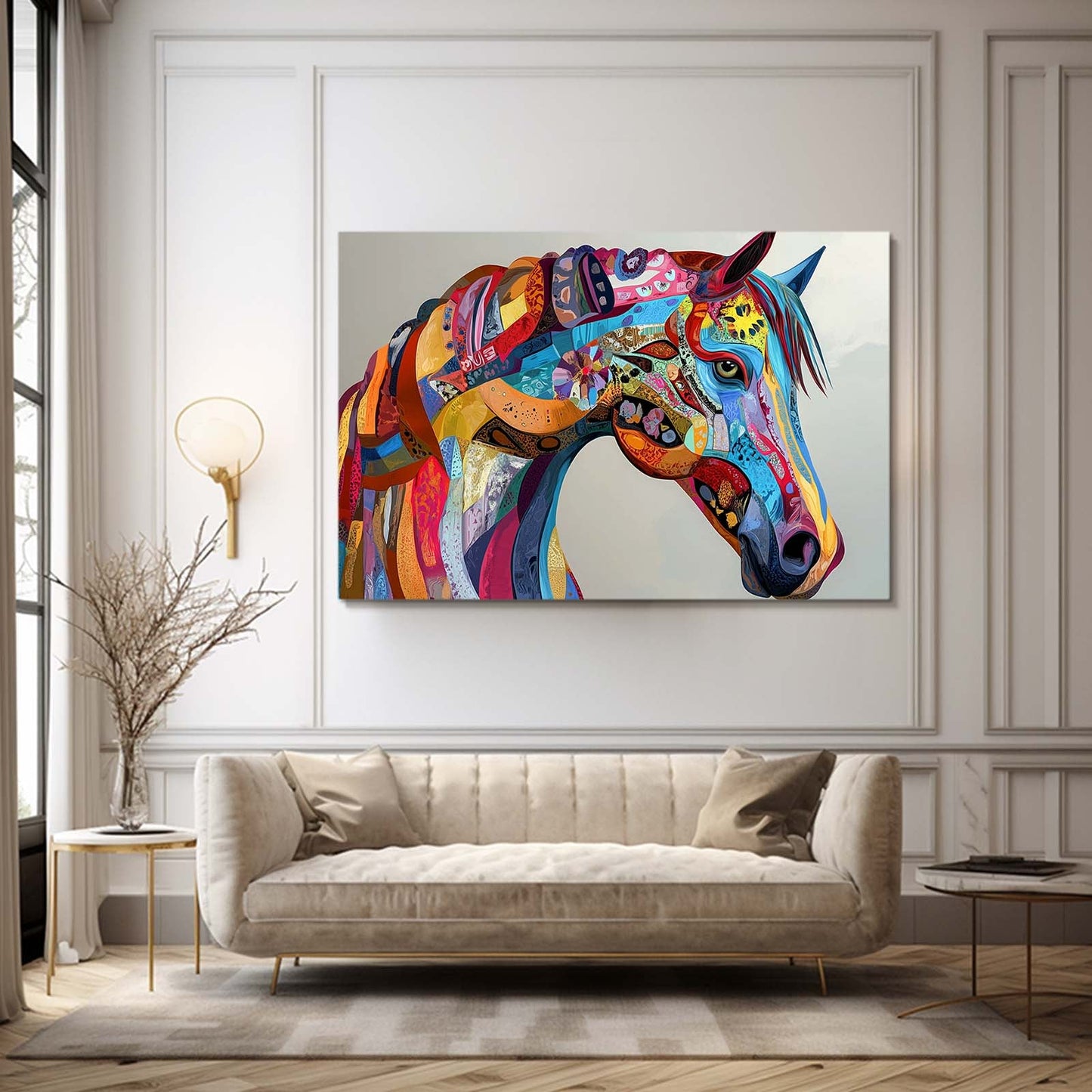 Horizontal Horse Canvas – angled canvas view on white background