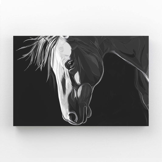 Horizontal Horse Wall Art – angled canvas view on white background