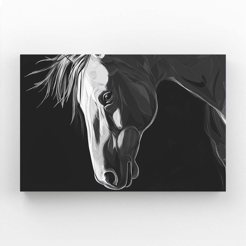 Horizontal Horse Wall Art – angled canvas view on white background