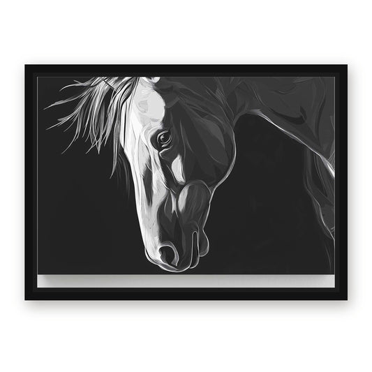 Horizontal Horse Wall Art – with Premium Black wood frame