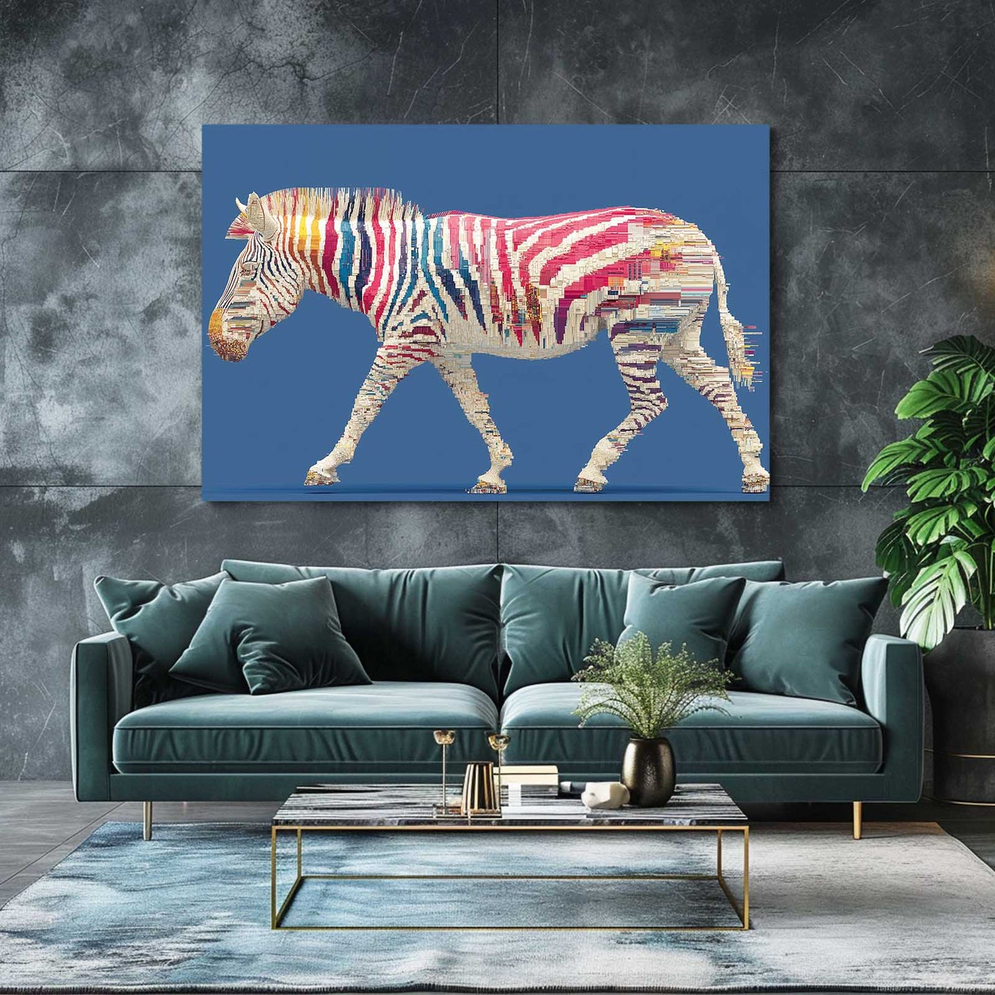Horizontal Zebra Art – styled in a furnished interior