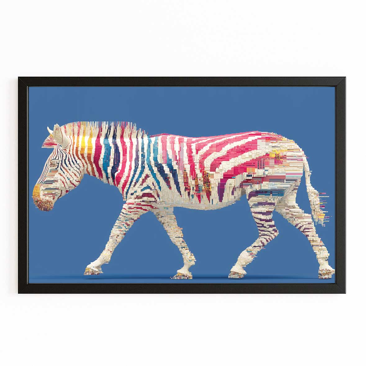 Horizontal Zebra Art – with Premium Black frame on white background